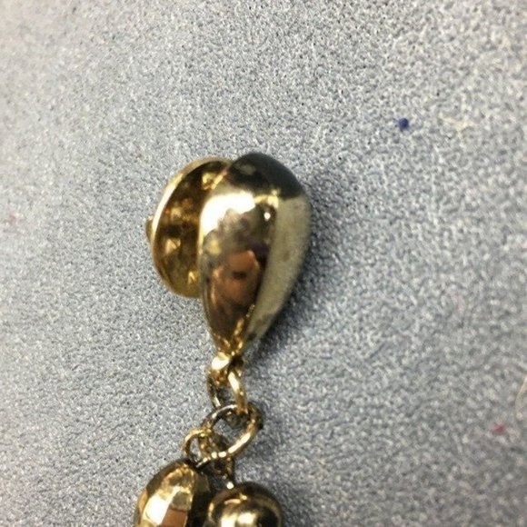 Collar Tack Pin Gold Necklace As Is Heart Lock Key Dangle Diamond Retro BoHo - Picture 4 of 9